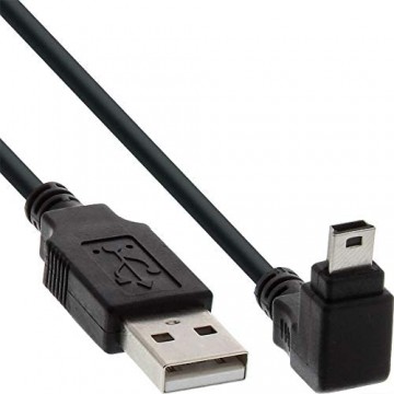 InLine® USB 2.0 Mini-Kabel Stecker A an Mini-B Stecker (5pol.) unten abgewinkelt 90° schwarz 5m 34250