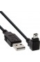 InLine® USB 2.0 Mini-Kabel Stecker A an Mini-B Stecker (5pol.) unten abgewinkelt 90° schwarz 5m 34250