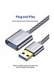 JSAUX USB 3.0 Verlängerung Kabel 2M USB A Stecker auf A Buchse Nylon Verlängerungskabel 5Gbps Superschnelle mit Vergoldeten Kontakte für Kartenlesegerät Tastatur Drucker Scanner Kamera usw - Grau