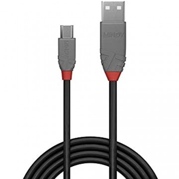 LINDY 36730 0.2m USB 2.0 Typ A an Micro-B Kabel Anthra Line anthrazit