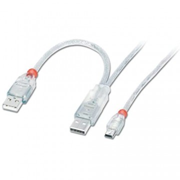 LINDY USB 2.0 Dual Power Y-Kabel Typ 2X A(20cm)/Mini-B 0 5m