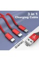 Multi USB Kabel GIANAC 3 in 1 Ladekabel (1.5M) Nylon Mehrfach Ladekabel iP Micro USB Typ C für Android Galaxy S10 S9 S8 S7 S6 A50 Huawei P30 P20 Xiaomi Sony Kindle Echo Dot（ROT）