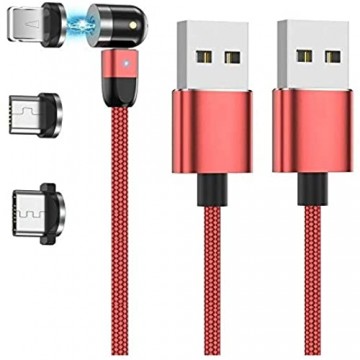 Ruibo Sike 360º + 180º Drehung Magnetisches USB-Kabel Handy-Schnellladekabel (3 in 1 rot)