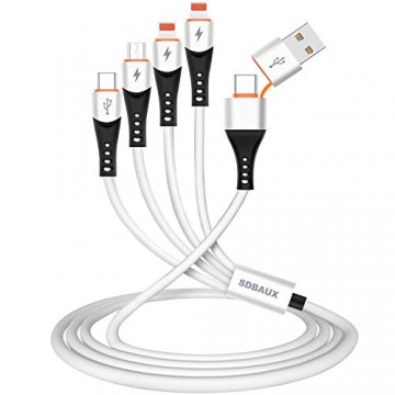 SDBAUX USB C Kabel 4 in 1 Multi USB Kabel Silikon Universal Ladekabel Micro USB Typ C für iP 12 11 8 7 6 Samsung Galaxy S10 S9 S8 S7 A51 Huawei P30 P20 Xiaomi Honor Kindle Echo Dot PS4 Android- 1.2M
