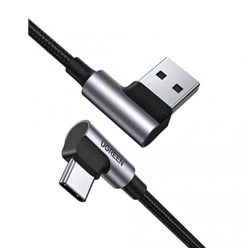UGREEN USB-C Ladekabel 90 Grad Nylon Winkelstecker USB Typ C Kabel Schnellladekabel kompatibel mit Galaxy S21 S20 S10 S9 S8 A51 A20e A21s Huawei P30 Lite Mi9 Redmi Note 9 Xperia 10 ii usw. (0.5m)