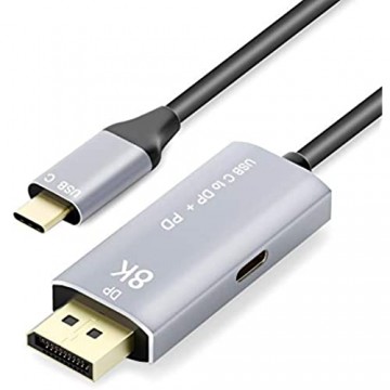 CABLEDECONN USB C to DisplayPort 1.4 8K 1M Cable with USB-C PD 8K@60Hz 4K@144Hz Converter Thunderbolt 3 to DisplayPort Adapter Compatible with New MacBook Pro 2019 2020 Dell XPS