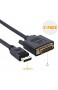 DisplayPort auf DVI Kabel CableCreation [2er-Pack] 6FT DP auf DVI Kabel Vergoldetes Standard-DP-zu-DVI-Stecker-Kabel mit Integriertem IC-Chipsatz Unterstützen 4k 1080P Full HD 1 83M / Schwarz