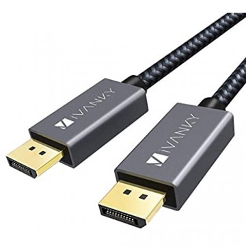 DisplayPort Kabel iVANKY DP Kabel 2M Unterstützung [4K@60Hz 2K@144Hz 2K@165Hz 3D FreeSync&G-Sync] Geeignet für Gaming Monitor TV PC und Mehr