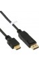 InLine 17186 DisplayPort zu HDMI Konverter Kabel schwarz 0 5m