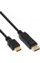 InLine 17187 DisplayPort zu HDMI Konverter Kabel schwarz 0 3m