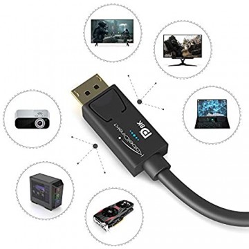 KabelDirekt – 8K DisplayPort Kabel Version 1.4 – 3m (VESA Zertifiziert unterstützt 8K 60Hz 4K 120Hz HBR3 DSC HDR10 DP8K) – Gaming Edition