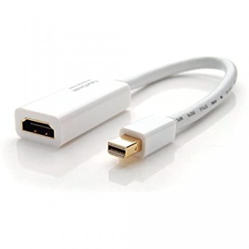 KabelDirekt – Mini Displayport > HDMI Adapterkabel (Full HD 1080p 3D 2m HDMI Kabel weiß) – TOP Series