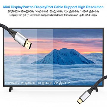 Mini DisplayPort auf DisplayPort (DP)3M 1.4 8K Kabel unterstützen Bi-direktionale Übertragung UHD 8K (7680X4320) @60Hz /4K @144Hz DP auf Mini DP Kabel