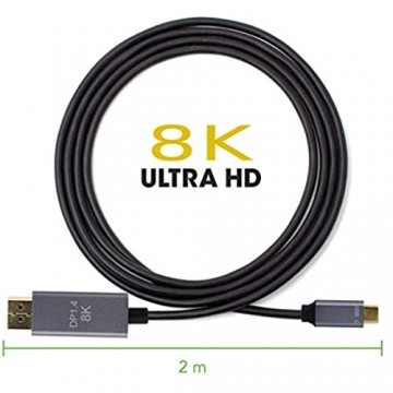 Thunderbolt 3 USB 3.1 Typ C USB-C auf DisplayPort 1.4 DP 8K 30Hz UHD HDTV Kabel 2m für Laptop