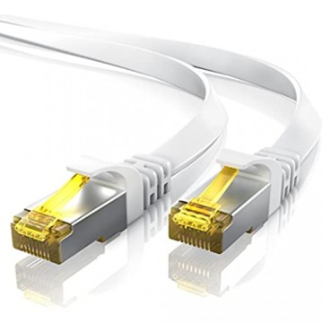 20m CAT 7 Netzwerkkabel Flach - Ethernet Kabel - Gigabit Lan 10 Gbit s - Patchkabel - Flachbandkabel - Verlegekabel - Cat.7 Rohkabel U FTP PIMF Schirmung mit RJ 45 Stecker - Switch Router Modem