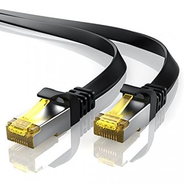 3m CAT 7 Netzwerkkabel Flach - Ethernet Kabel - Gigabit Lan 10 Gbit s - Patchkabel - Flachbandkabel - Verlegekabel - Cat.7 Rohkabel S FTP PIMF Schirmung mit RJ 45 Stecker - Switch Router Modem