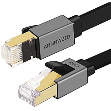 ANNNWZZD CAT 8 Ethernet-Kabel Flach-LAN-Netzwerkkabel Hochgeschwindigkeits-Patch 40 Gbit/s 2000 MHz mit vergoldetem RJ45-Anschluss für Router Modem PC Switches Hub Laptop Gaming Xbox (7.5M)