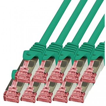 BIGtec - 10 Stück - 2m Netzwerkkabel Patchkabel Ethernet LAN DSL Patch Kabel Gigabit grün (2X RJ-45 Anschluß CAT6 doppelt geschirmt) 2 Meter