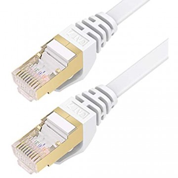 CAT 7 Ethernet-Kabel 10m BUSOHE Hochgeschwindigkeits- Gigabit RJ45 LAN Netzwerkkabel 10Gbps 600Mhz Internet Patchkabel für Switch Router Modem Patch Panel PC (weiß)