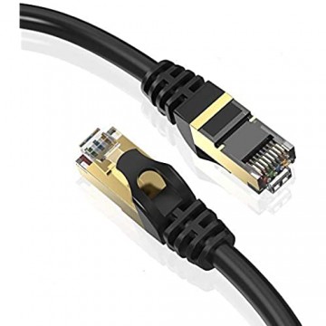 CAT 8 Ethernet Kabel 2 Stück 3m Gigabit LAN Netzwerkkabel RJ45 40Gbps 2000Mhz/s Verlegekabel für Switch Router Modem Patchpannel Access Point Patchfelder Flach Schwarz