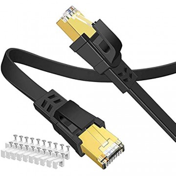 Cat8 Ethernet Kabel 15M Hochgeschwindigkeits-Netzwerkkabel für den Außenbereich 50Ft Flaches Internetkabel 40Gbps 2000Mhz Schneller Laptop-Gigabit Kompatibel mit PS5 PS4 Xbox Router Switch Modem