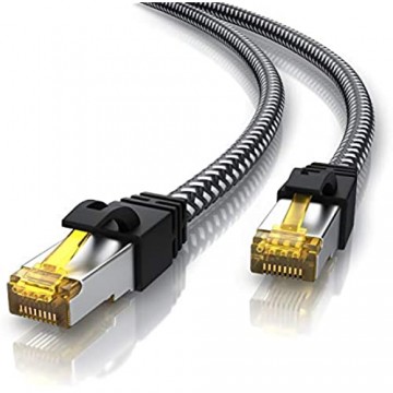 CSL - 15m CAT 7 Netzwerkkabel Gigabit Ethernet LAN Kabel - Baumwollmantel - 10000 Mbit s - Patchkabel - Cat.7 Rohkabel S FTP PIMF Schirmung mit RJ 45 Stecker - Switch Router Modem Access Point