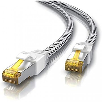CSL - 2m Cat 7 Netzwerkkabel Gigabit Ethernet LAN Kabel - Baumwollmantel - 10000 Mbit S - Patchkabel - Cat.7 Rohkabel S FTP Pimf Schirmung mit RJ 45 Stecker - Switch Router Modem Access Point