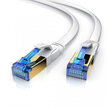 CSL - 2m CAT 8 Netzwerkkabel Flach 40 Gbits - LAN Kabel Patchkabel - CAT 8 Gigabit RJ45 Ethernet Cable - 40000 Mbits Glasfaser Geschwindigkeit - Flachbandkabel - Verlegekabel - Cat 6 Cat 7 Cat 8