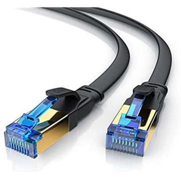 CSL - 5m CAT 8 Netzwerkkabel Flach 40 Gbits - LAN Kabel Patchkabel - CAT 8 Gigabit RJ45 Ethernet Cable - 40000 Mbits Glasfaser Geschwindigkeit - Flachbandkabel - Verlegekabel - Cat 6 Cat 7 Cat 8