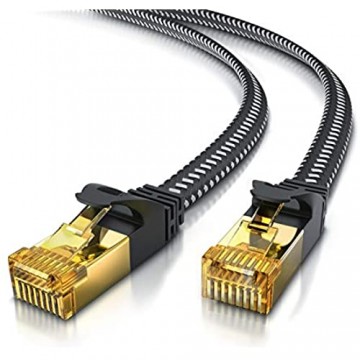 CSL - 7 5m CAT 7 Netzwerkkabel Flach 40 Gbits - Baumwollmantel - LAN Kabel Patchkabel Datenkabel - CAT.7 Gigabit RJ45 Ethernet Cable - 10000 Mbits Geschwindigkeit - Flachbandkabel - Verlegekabel