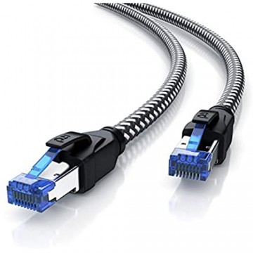 CSL - CAT.8 Netzwerkkabel 40 Gbits - 7 5m - Baumwollmantel - LAN Kabel Patchkabel Datenkabel RJ45 - CAT 8 Gigabit Ethernet Cable - 40000 Mbits Geschwindigkeit - S/FTP PIMF Schirmung - schwarz