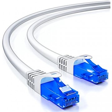 deleyCON 0 5m CAT.6 Ethernet Gigabit LAN Netzwerkkabel RJ45 CAT6 Kabel Patchkabel U/UTP Kompatibel zu CAT.5 CAT.5e CAT.6a Cat.7 - Weiß