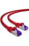 deleyCON 0 5m RJ45 Patchkabel Ethernetkabel Netzwerkkabel mit CAT7 Rohkabel S-FTP PiMF Schirmung Gigabit LAN Kabel SFTP Kupfer DSL Switch Router Patchpanel - Rot