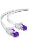 deleyCON 10m RJ45 Patchkabel Flachkabel mit CAT7 Rohkabel Netzwerkkabel Ethernetkabel Slim U/FTP Gigabit Ethernet LAN Kabel Kupfer - Weiß