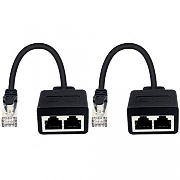 Duttek Lan Splitter RJ45 lan verteiler 1 auf 2 RJ45 1 männlich zu 2 weiblich Adapter für Ethernet CAT 5/CAT 6 LAN Ethernet Kabel Extender Netzwerk Adapter Stecker (1 Paar)