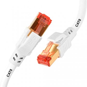 IBRA CAT8-Ethernet-Gigabit-LAN-Netzwerkkabel (RJ45) SSTP 40 Gbit/s 2000 MHz rund Weiß 6 m