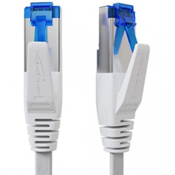 KabelDirekt – 2 m – Flaches Ethernet-Kabel & LAN-Kabel & Netzwerkkabel (Cat7 10 Gbit/s RJ45-Stecker besonders flexibel zum Verlegen geeignet für maximale Glasfaser-Geschwindigkeit weiß)