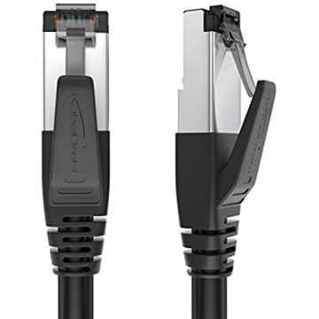 KabelDirekt – Cat 8 Netzwerkkabel – 1m – 40 Gigabit Ethernet LAN & Patch Kabel (Cat 8.1 geeignet für Highspeed Netzwerke Switch Router Modem PC mit RJ45 Eingang schwarz)