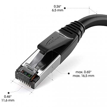 KabelDirekt – Cat 8 Netzwerkkabel – 5m – 40 Gigabit Ethernet LAN & Patch Kabel (Cat 8.1 geeignet für Highspeed Netzwerke Switch Router Modem PC mit RJ45 Eingang schwarz)