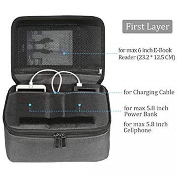 BERTASCHE Kabel Taschen Groß Kabeltasche mit 9 7 Zoll Tabletfach für Reise Arbeit Uni Elektronik Zubehör Tasche Dunkelgrau