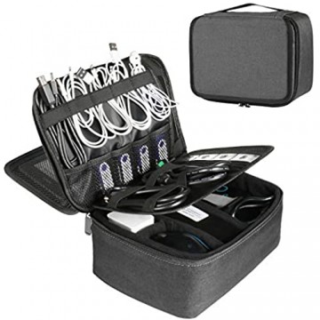 BERTASCHE Kabel Taschen Groß Kabeltasche mit 9 7 Zoll Tabletfach für Reise Arbeit Uni Elektronik Zubehör Tasche Dunkelgrau
