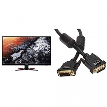 Acer G276HLLbmidx 69 cm (27 Zoll) Multimedia Monitor schwarz/rot & Basics DVI-auf-DVI-Kabel (2 m) HDTV Auflösung bis 2560x1080 vergoldete Kontakte