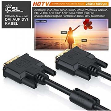 CSL - 1m High Speed DVI zu DVI Kabel - Dual Link 24 1 - vergoldete Kontakte - HDTV Auflösungen bis 2560x1600-2X Ferritkern - verzinnte OFC Kupferleiter - x.v.Color