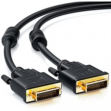 deleyCON 1 5m DVI zu DVI Kabel 24+1 - DVI-D Dual Link - HDTV 1080p Full-HD 3D Ready - Adapterkabel Monitorkabel mit Ferritkern - Schwarz