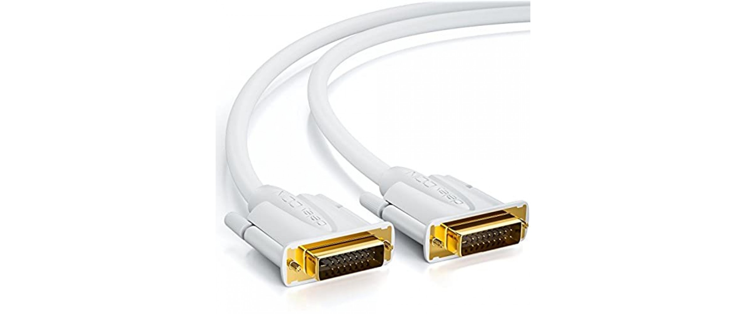 deleyCON 2m DVI Kabel Dual Link 24+1 HDTV Auflösungen bis 2560x1080 Full HD 1080p 3D Ready DVI-D Dual Link vergoldete Kontakte - Weiß