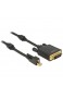 DeLock 83726 Kabel Mini Displayport 1.2 Stecker mit Schraube auf DVI Stecker 4K Aktiv 2 m schwarz