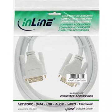InLine 17772W DVI-D Kabel digital 24+1 Stecker / Stecker Dual Link weiß / gold 2m
