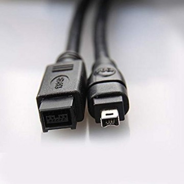 Black IEEE 1394 Firewire 800 to Firewire 400 Cable 9 Pin/4Pin Male/Male 10 FT