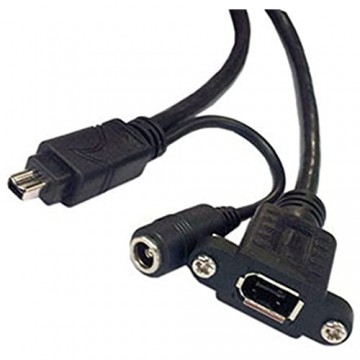 FW-024-0.5M IEEE 1394 6P Buchse mit Schrauben & DC 12V Netz Jack zu 4P Male Firewire-Kabel