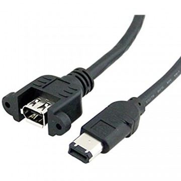 IEEE 1394 Firewire 6 bis 6 männlich mit Schraubenlöchern im übergeordneten Verlängerungskabel DV Kabel schwarz 2m